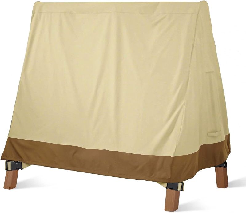 Photo 1 of boyspringg Outdoor Swing Cover, A Frame Patio Swing Cover , Waterproof UV Resistant Swing Cover for Outdoor Furniture( Beige )
