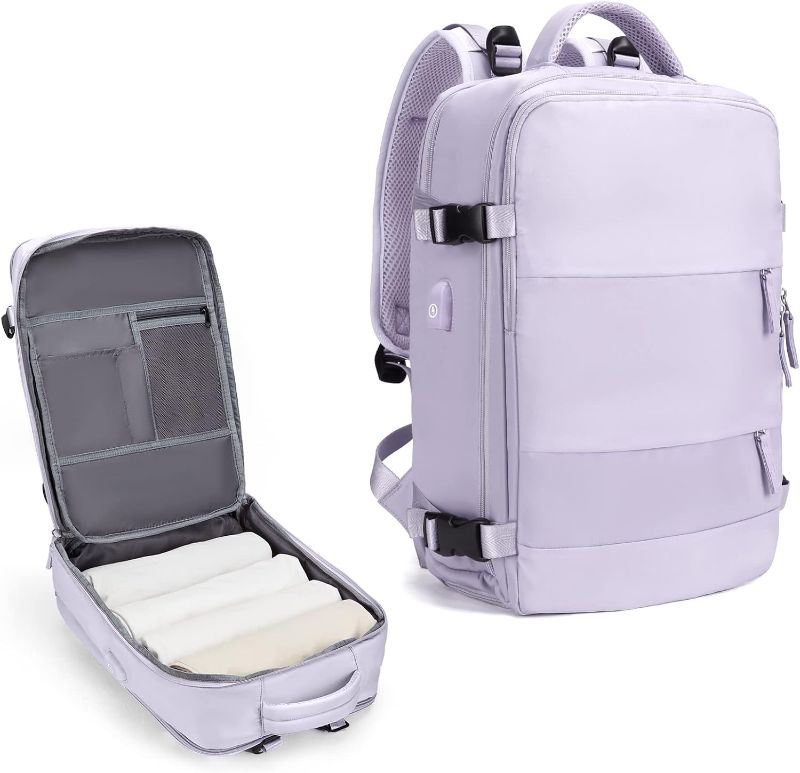 Photo 1 of coowoz Large Travel Backpack Women, Carry On Backpack,Hiking Backpack Waterproof Outdoor Sports Rucksack Casual Daypack School Bag O-light Purple Large