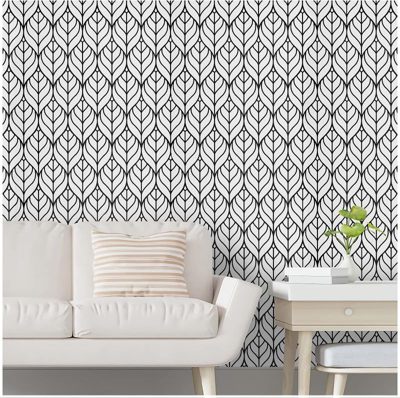 Photo 1 of SUNBABY Black and White Peel and Stick Wallpaper: Removable Wallpaper for Cabinets Self-Adhesive Wallpaper Decorative Wall Paper (17.5’’ * 196.8’’)