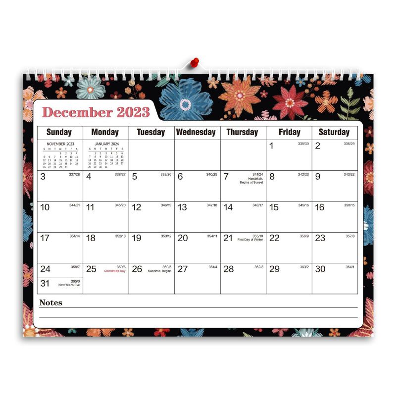 Photo 1 of Ymumuda Wall Calendar 2024-14 Monthly from DEC. 2023 to JAN. 2025, 14" x 11", 2024 Desk/Wall Calendar with Monthly Views& Unruled Blocks, Easy Organizing for Annual Work, Floral 01