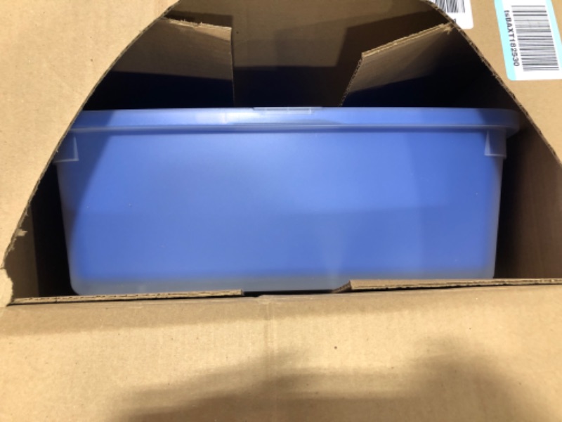 Photo 2 of IRIS USA Open Top Cat Litter Box with Shield and Scoop, Blue Open Top - Blue