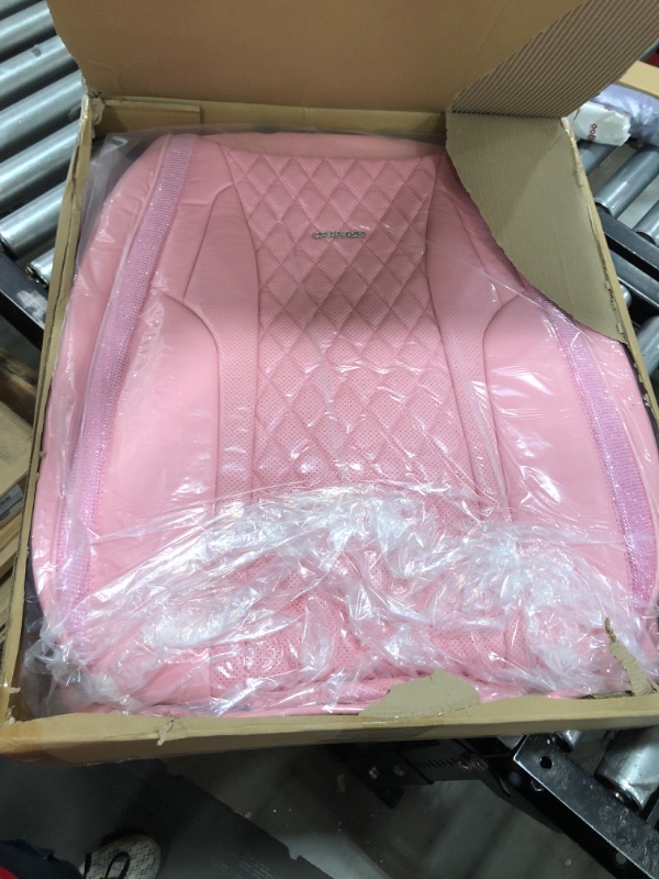 Photo 2 of CAR PASS Pink Nappa Leather Bling Diamond Seat Covers Front Seats, Waterproof Heavy-Duty Anti-Slip, Universal Fit for 95% Auto SUV Sedan Truck, Glitter Sparkle Shining (Pink Rhinestone Leather) Two Front Seats Pink Leather
