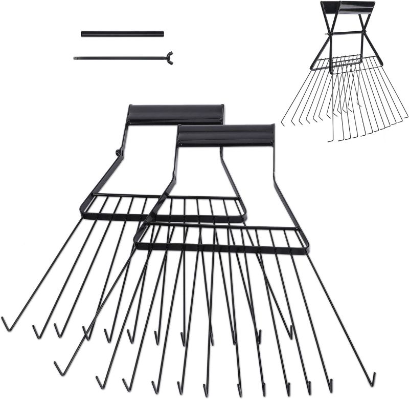 Photo 1 of 1 Pair Steel Leaf Scoops and Claws- Detachable Leaf Grabber Hand Rakes Claw- Rugged Metal Leaf Claws for Picking Up Leaves, Dead Grass, Yard Garden Lawn Cleaning Up Normal