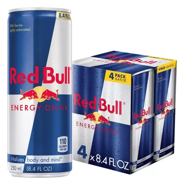 Photo 1 of Red Bull Energy Drink, 8.4 Fl Oz (4 Pack) Original 8.4 Fl Oz (Pack of 4) BB 3/2/2025