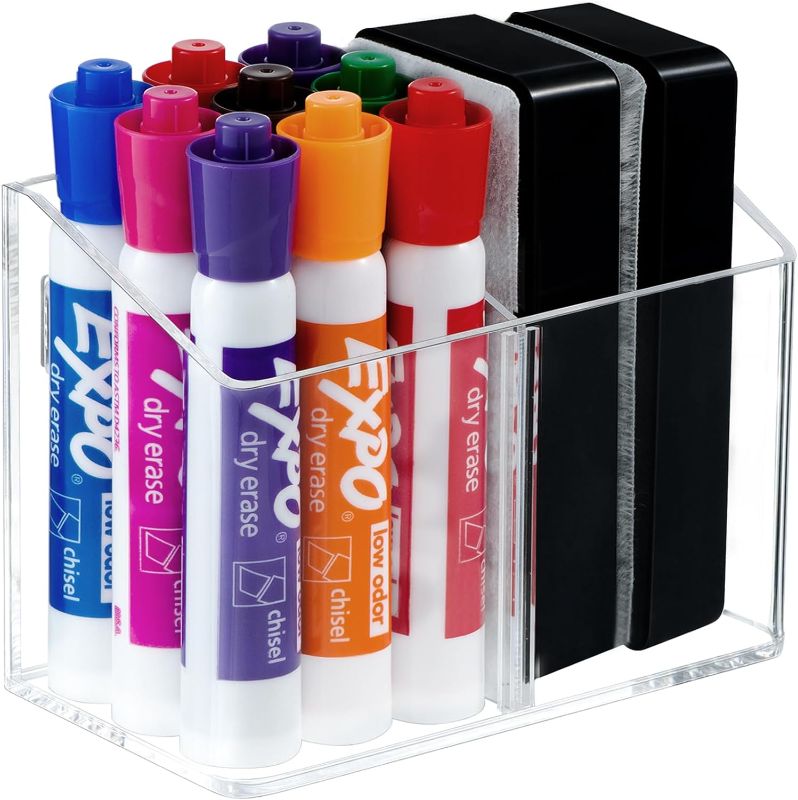 Photo 1 of Simetufy Acrylic Dry Erase Marker Holder with Movable Magnets