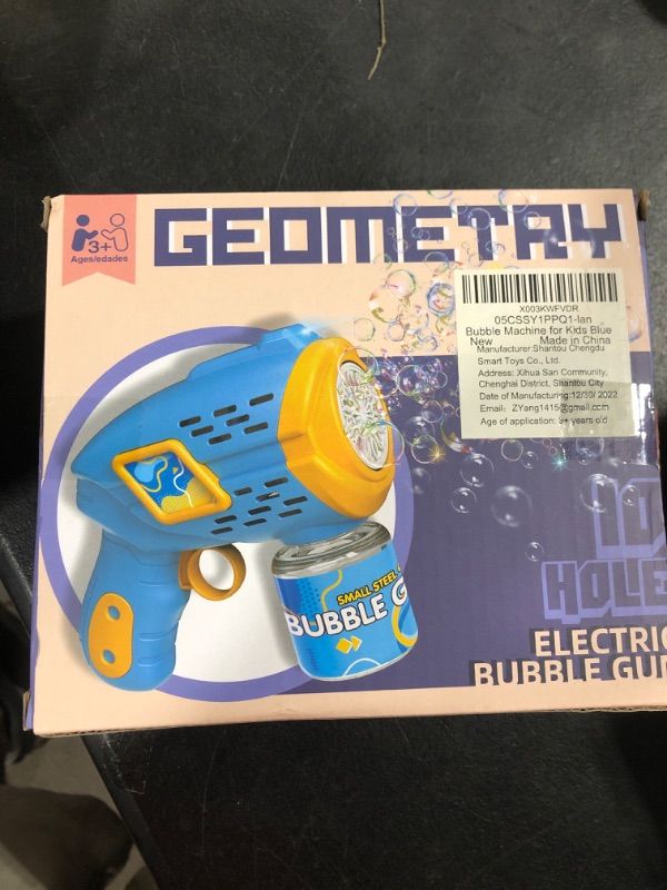 Photo 1 of Britik Bubble Machine for Kids Boys - Automatic Bubble Gun with Colorful Lights, Leak-Proof Design, 2 Bubble Solution & Batteries, Toddler Outdoor Toys, Gift for Kids, Boys Age 3 4 5 6 7 8 Years Old Blue