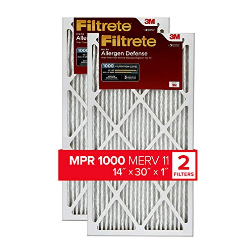 Photo 1 of Filtrete 14x30x1 Air Filter MPR 1000 MERV 11, Allergen Defense, 2-Pack (exact Dimensions 13.81x29.81x0.81)

