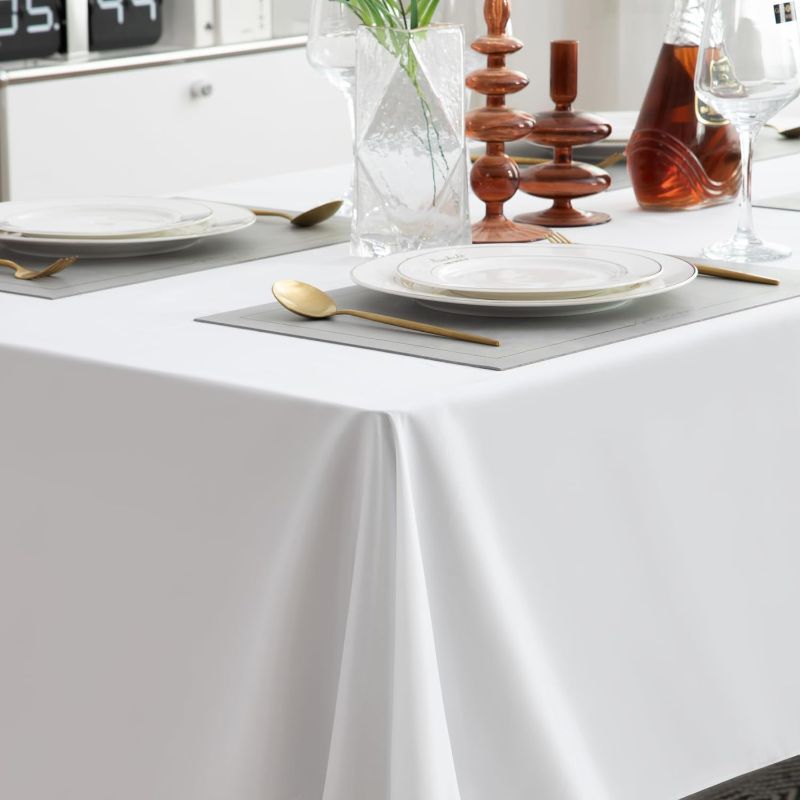 Photo 1 of 54x80in Cloth tablecloths for Rectangle Tables Wrinkle Free Heavy Soft Table Cover 54x80in Decorative Fabric Cloth Table Covers Wedding for ding Table Cloth White 54x80 inches