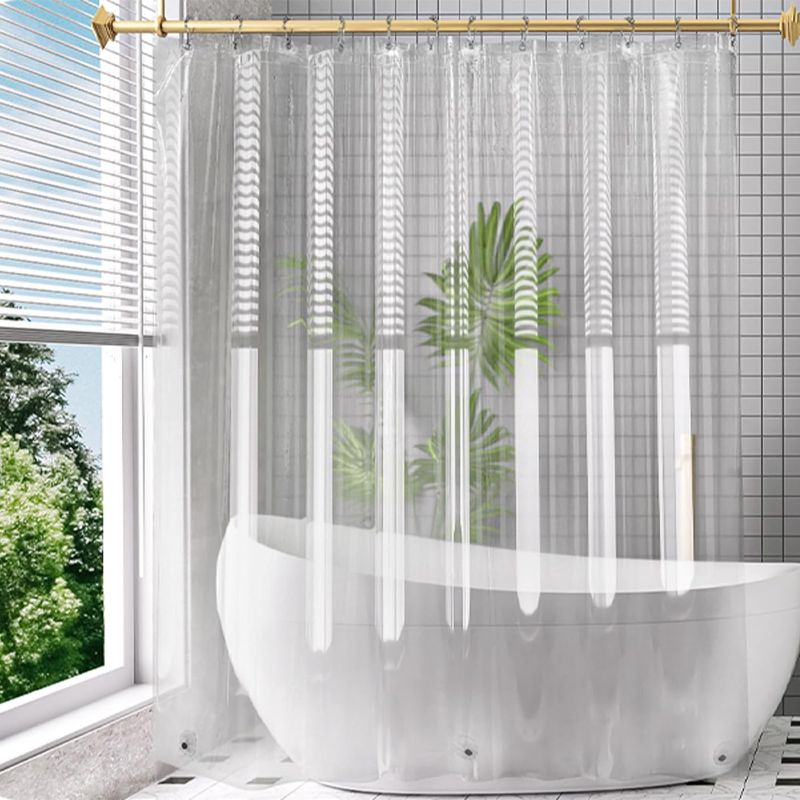 Photo 1 of Shower Curtain Liner, Waterproof PEVA Plastic Shower Liner with 3 Magnets, Clear