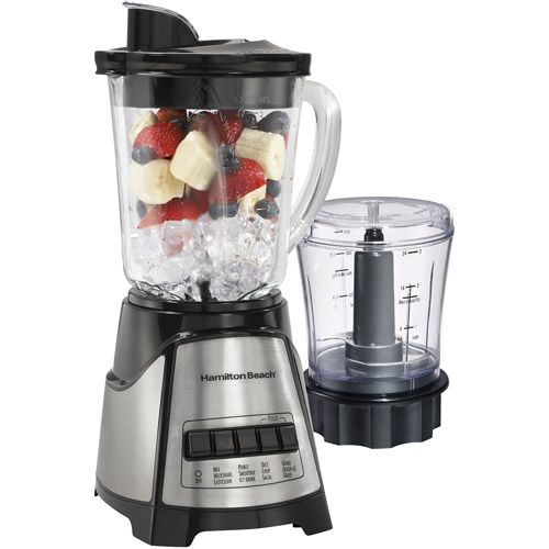 Photo 1 of 40 Oz. 12-Speed Black and Stainless Steel Blender with Food Chopper Jar
