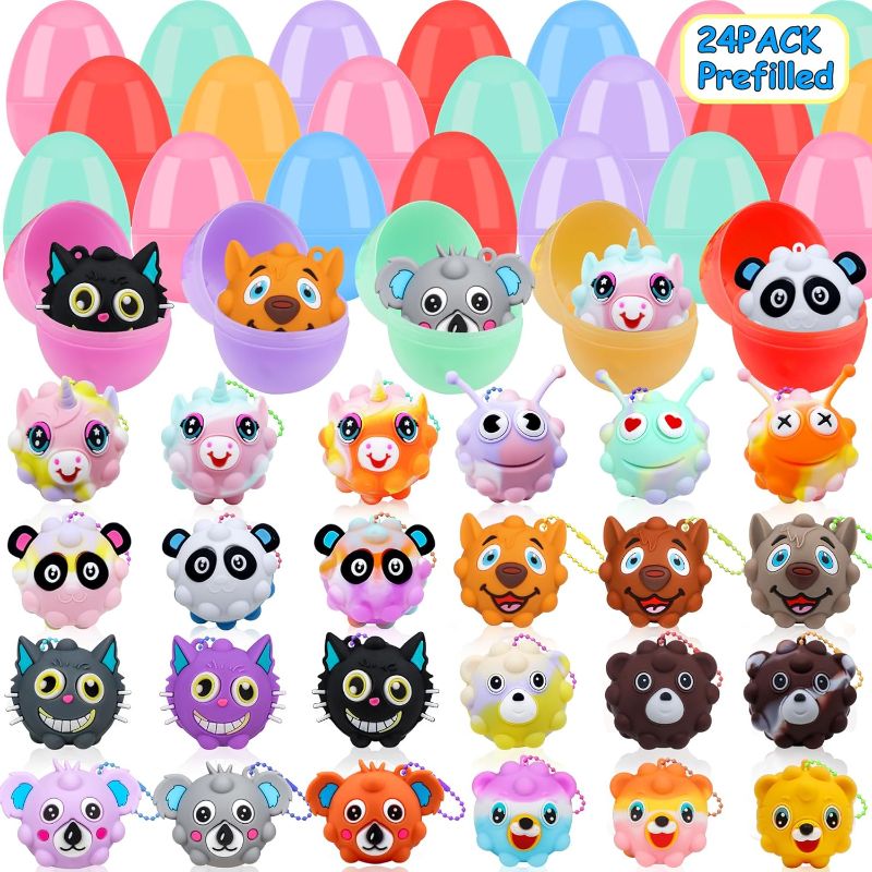 Photo 1 of Easter Eggs with Figures Toys - 24PCS Prefilled Easter Basket Stuffers Gifts with Building Toys for Kids Boys Girls Easter Eggs Hunt, Easter Party Favors School Classroom Prize Supplies