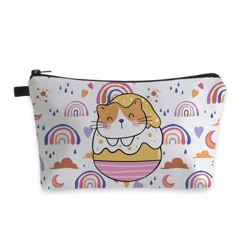 Photo 1 of  Pack of 2 Deanfun Small Makeup Case - Cute and Waterproof Cosmetic Bag for Women(Rainbow, Cat, Cake D5-56369) Rainbow, Cat, Cake 56369 
