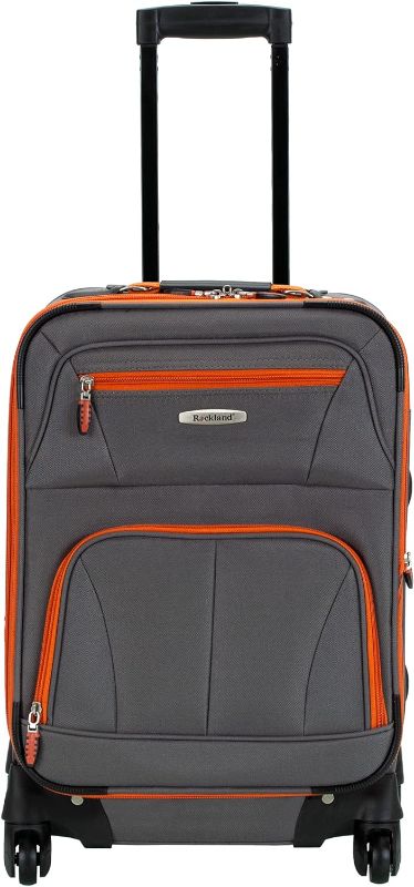 Photo 1 of Rockland Pasadena Softside Spinner Wheel Luggage, Charcoal, Carry-On , F2281-CHARCOAL
