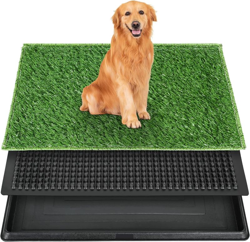 Photo 1 of Dog  Pad With Tray, Dog Potty System,Artificial Dog Grass Potty Turf for Pet Training,Easy to Wash Artificial Grass Urinal Pads for Dogs,Portable Dog Toilet for Indoor and Outdoor Use.