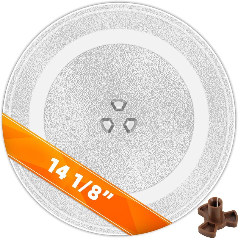 Photo 1 of Microwave Glass Plate 14 1/8 inch - Exact Replacement for Microwave Turntable Part Numbers W10531726 / W11358813 and W11402532 - Dishwasher Safe
