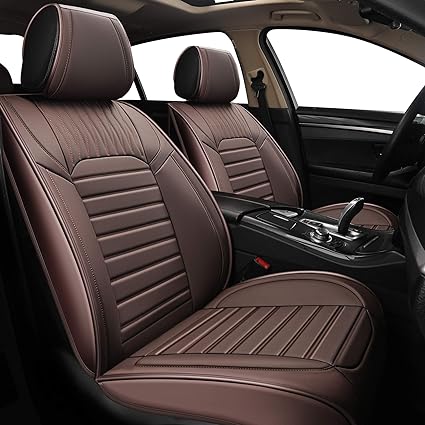 Photo 1 of Full Set Car Seat Covers - Faux Leather Non-Slip Vehicle Cushion Cover, Waterproof Car Seat Protectors Automotive Accessories for Most SUV Cars Pickup Truck Brown
