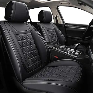 Photo 1 of Front Car Seat Covers - 2 PCs Faux Leather Non-Slip Vehicle Cushion Cover, Waterproof Car Seat Protectors Automotive Interior Accessories for Most SUV Cars Pickup Truck Black
