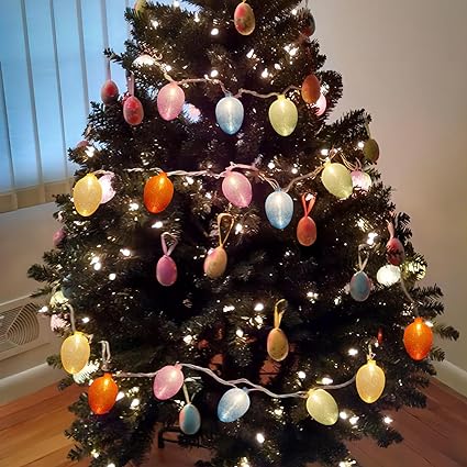 Photo 1 of 8.5Ft Easter Egg String Lights with 10 Shiny Glitter Egg Shaped Lights, Easter Day Decorations Pastel Easter Lights for Indoor Outdoor,Bedroom,Home,Easter Party Decor
