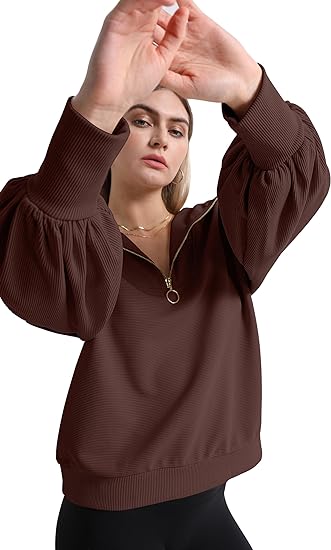 Photo 1 of Womens Oversized Quarter Zip Pullover 2024 Spring Sweatshirts Hoodie For Teen Girls Trendy Y2k Clothes xl
