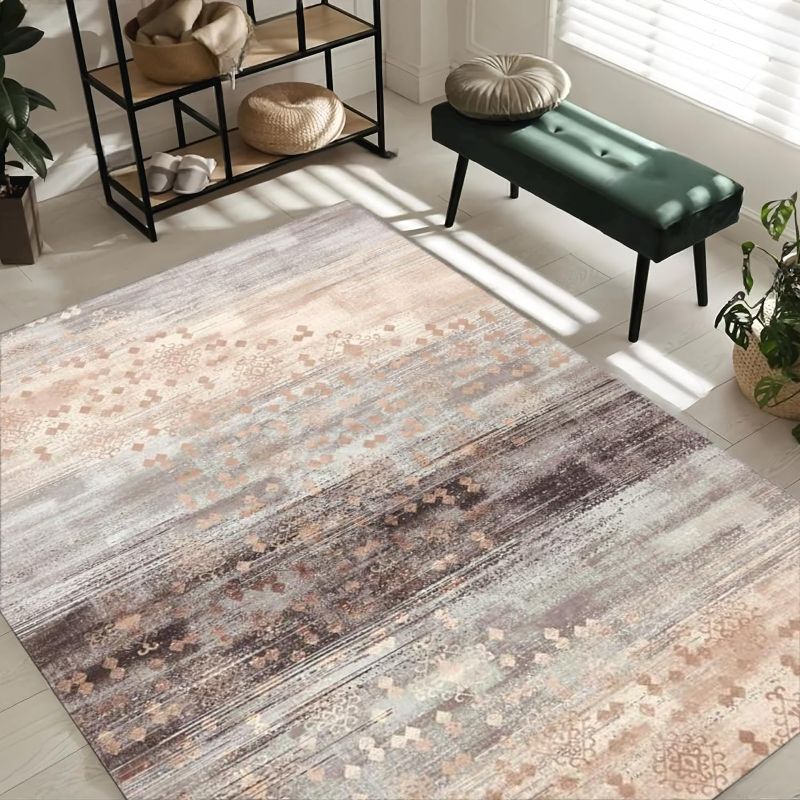 Photo 1 of 5'x7' Boho Area Rugs Non-Slip Washable RugsSoft Area Rug for Bedroom Indoor Door Mat Durable Machine Throw Rug for Living Room Non Shedding Hallway Entry Runner Carpet(5'*7',gradual pink)
