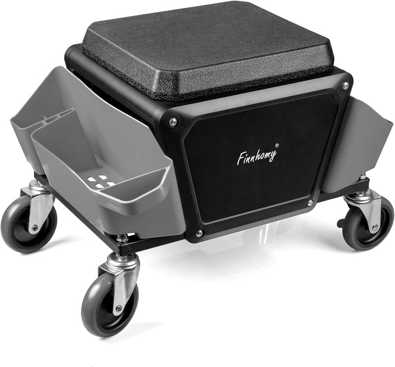 Photo 1 of Finnhomy Heavy Duty Mechanic Stool with 330lbs Load Capability, Garage Stool with Wheels, Rolling Creeper with Soft Rubber Cushion Seating for Auto Repair and DIY Home Car Beauty, 