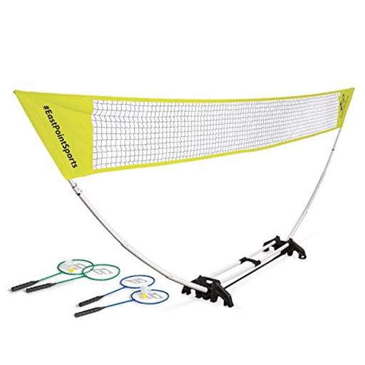 Photo 1 of EastPoint Sports Easy Setup Badminton Net Set -5 Feet- Features Carry Storage Built-in Base, Weather Proof Material - Includes Badminton Net, 4 Racket
