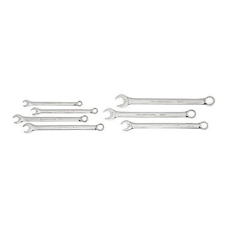 Photo 1 of Long Pattern SAE 12-Point Combination Wrench Set with Tool Roll (7-Piece)