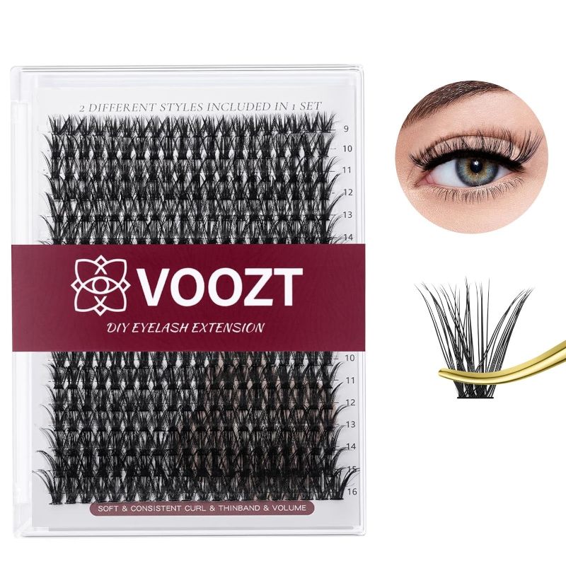Photo 1 of Lash Clusters 340pcs 50D,VOOZT Individual Lashes D Curl Large Tray DIY Lash Extension 9-16mm Mixed Length Natural Eyelash Clusters Wispy Lashes Cluster Reusable Soft & Comfortable DIY Lashes At Home
