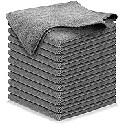 Photo 1 of Microfiber Cleaning Cloth Grey - 12 Packs 12.6"x12.6" - High Performance - 1200 Washes, Ultra Absorbent Towels Weave Grime & Liquid for Streak-Free Mirror Shine - Car Washing Cloth
