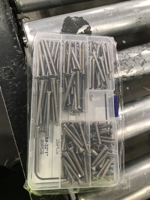 Photo 2 of 130PCS 8/32 Knob/Pull Machine Screws Phillips Flat Head Screws Bolt 304 Carbon Steel Cabinet Door and Drawer Screws Set