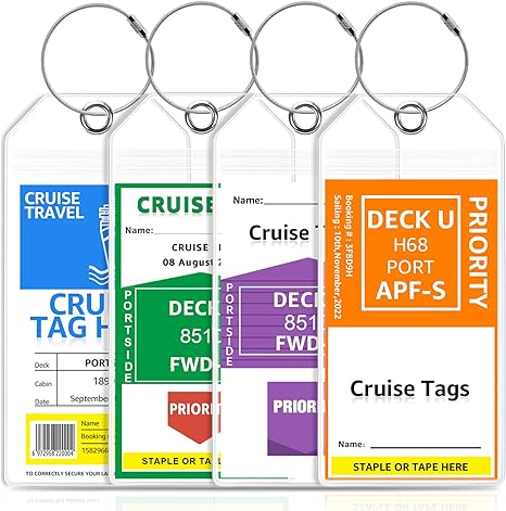 Photo 1 of Premium Cruise Luggage Tags Holder for Carnival, NCL, Princess, MSC Cruise Ships Essentials in 2023-2024 by GOSGOONE, Clear Wide Cruise Tag Holders with Zip Seal & Reusable  2 (4 Pack)
