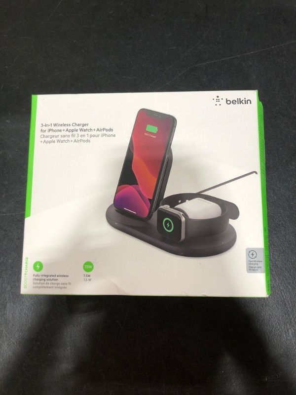 Photo 2 of Belkin 3-in-1 Wireless Charger - Fast Charging  for Apple iPhone, Apple Watch & AirPods Case 