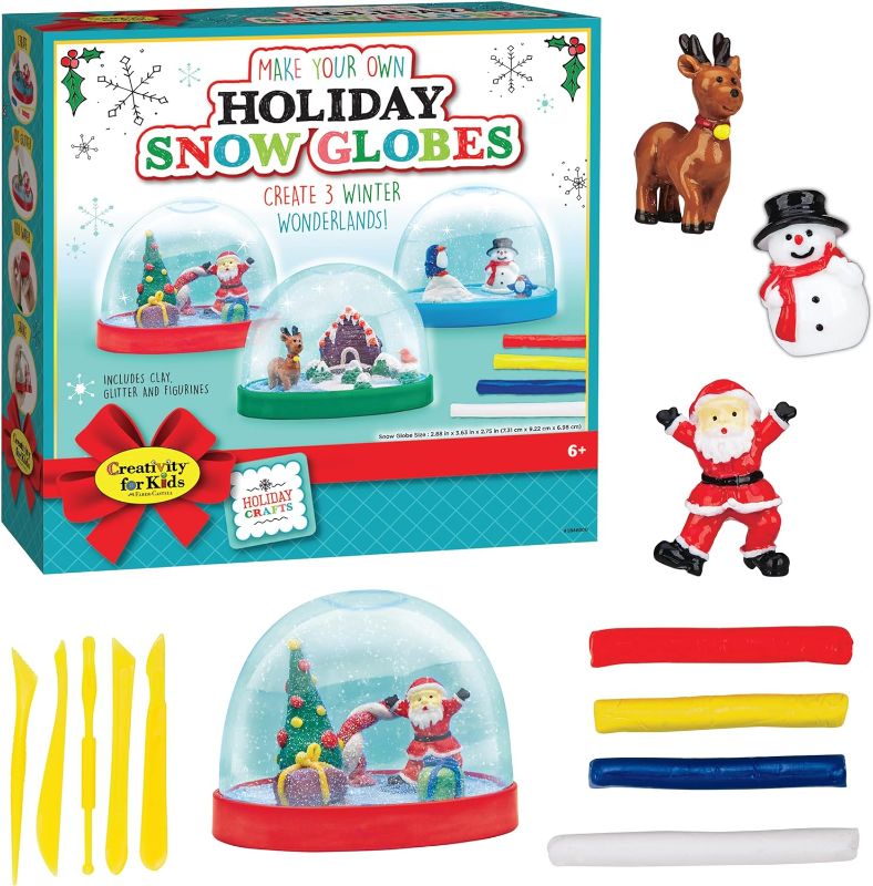 Photo 1 of Creativity for Kids Make Your Own Holiday Snow Globes - Holiday Crafts for Kids, Create 3 DIY Snow Globes, Christmas Activities for Kids Ages 6-8+ 