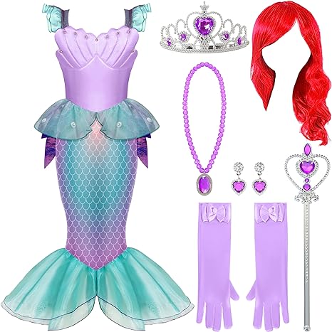 Photo 1 of Spooktacular Creations Girls Mermaid Costume, Little Mermaid Dress for Girls Toddler Princess Dress Up and Halloween SMALL 5-7Y