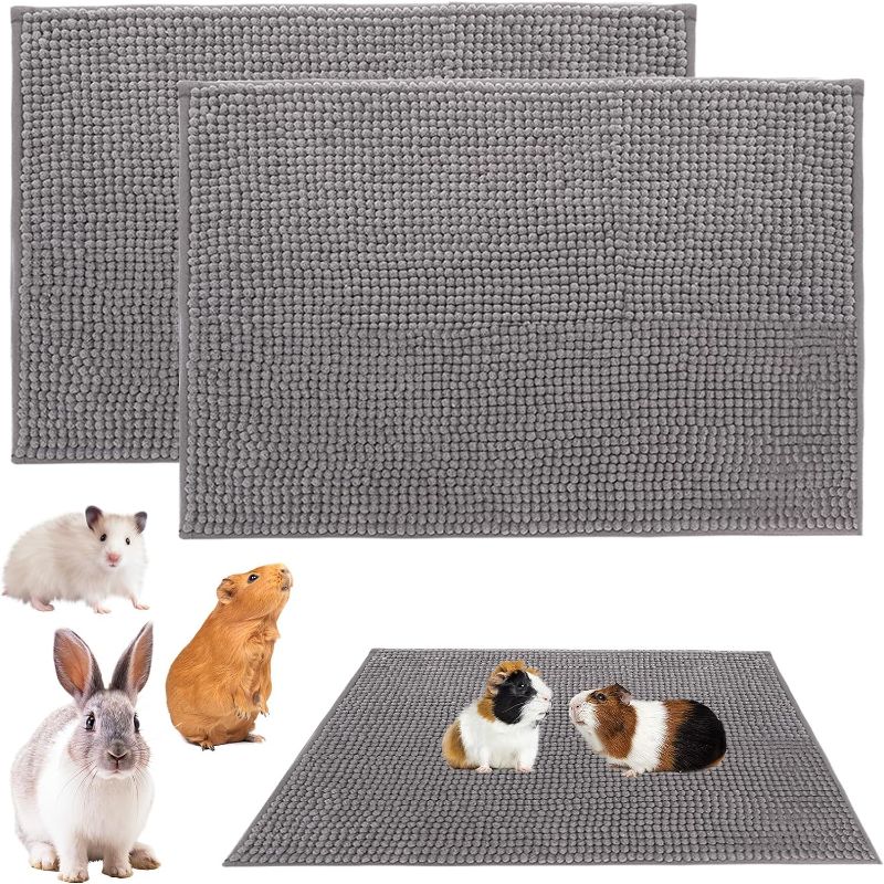 Photo 1 of 2 Pcs Washable Guinea Pig Fleece Cage Liners, 24'' x 16'' Reusable & Non-Slip Small Animal Guinea Pig Pee Pads Bedding Mats for Rabbits Hamsters Ferrets Guinea Pig Other Pets