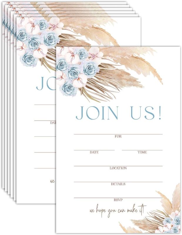 Photo 1 of ESAMP Join Us Invitations Cards, Boho Blue Floral Invites Cards for Wedding Reception Bridal or Baby Shower Engagement and Birthday Party and All Occasion (25 Cards and Envelopes)-13 