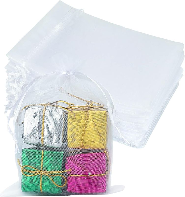 Photo 1 of joycraft 100Pcs Organza Bags, 5"x7" Gift Favor Bags Breathable Tulle Bags with Drawstring, Sheer Mesh Pouch Drawstring Bags for Wedding Favor, Jewelry, Festival, Makeup, Candy, Desserts