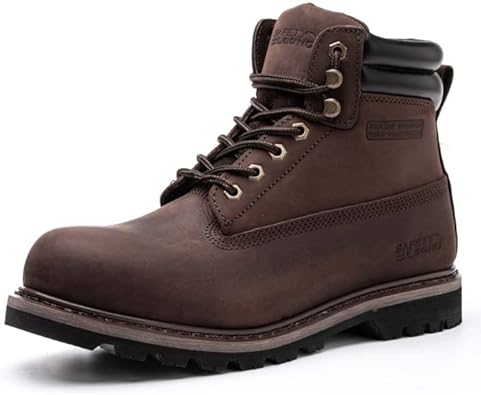 Photo 1 of SAFETY LOONG Steel Toe Work Boots for Men, 6 inch Non Slip Comfortable Leather Industrial & Construction Boots SIZE 12