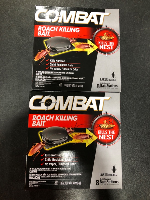 Photo 2 of 2 PACK Combat Roach Killing Bait, Roach Bait Station For Large Roaches, Kills The Nest, Child-Resistant, 16 Count