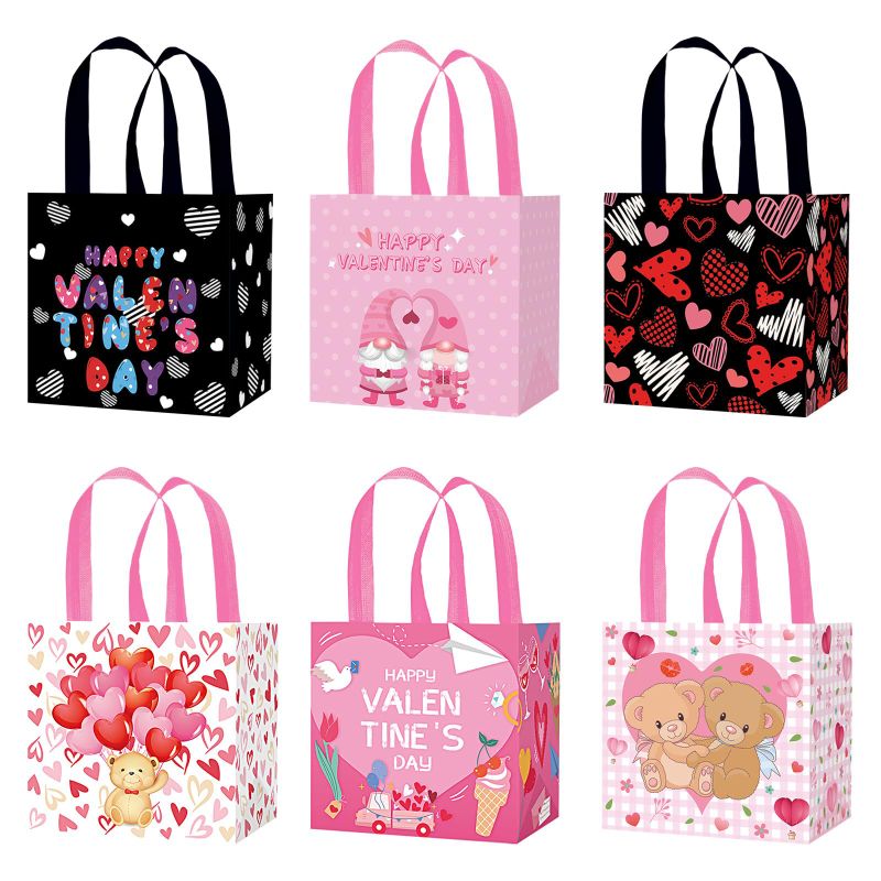 Photo 1 of 2 PACK CIEOVO 24 Pcs Valentines Gift Bags with Handles, Non-Woven Valentine's Day Gift Bags for Valentine's Day Kids Classroom Gift Exchange Party Favor