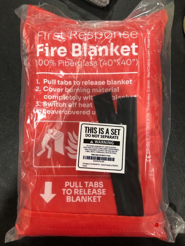 Photo 2 of Mart Cobra Emergency Fire Blanket for Home and Kitchen Fire Extinguishers for The House x4 Fiberglass Fire Blankets Emergency for Home Fireproof Blanket Fire Retardant Blankets Grease Spray