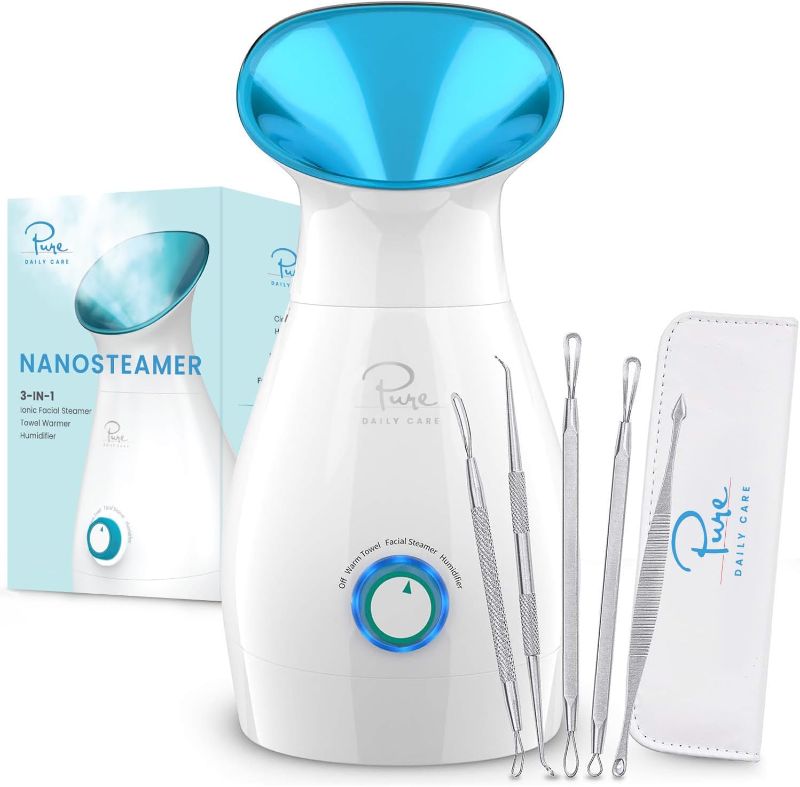 Photo 1 of NanoSteamer Large 3-in-1 Nano Ionic Facial Steamer with Precise Temp Control - Humidifier - Unclogs Pores - Blackheads - Spa Quality (Teal) 