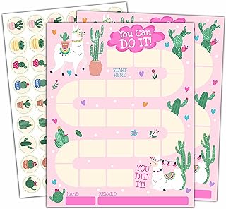 Photo 1 of 20 Llama Reward Chart with 432 Round Stickers, Incentive Behavior Chart for Kids at Home Classroom, Kids Routine Daily Chore Sticker Chart-B15
