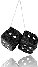 Photo 1 of Pair 2.75” Black Fuzzy Plush Dice Classic Vintage [Nostalgic 80’s Fuzzy Car Dice for Mirror ] for Automotive Interior Mirrors
