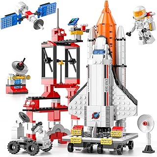 Photo 1 of 16 in 1 Space Rocket Launch Center Building Toy Set, STEM-Inspired Space Toy with Rocket, Launch Tower, Observatory, Control, Birthday 565 PCS