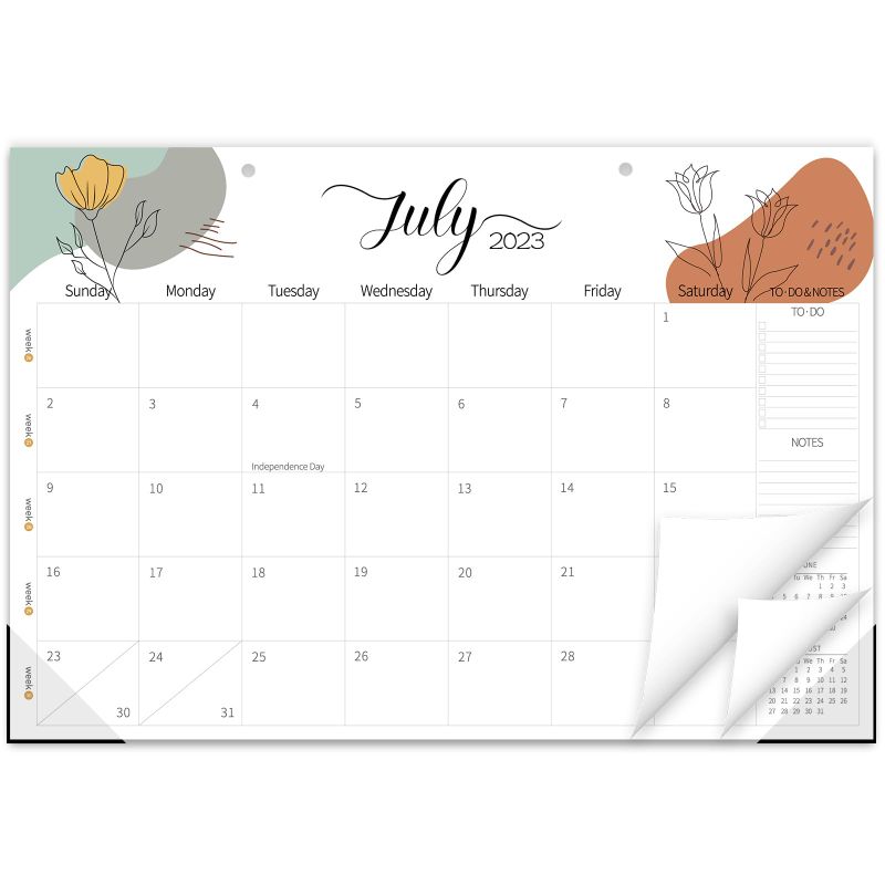 Photo 1 of Desk Calendar 2024-2025 - 18 Months Greenery Desktop Calendar from July 2024 to December 2025, 11.5 x 17 Inches, with Week Numbers, To-Do List, Notes, Ruled Blocks for Home Office School
