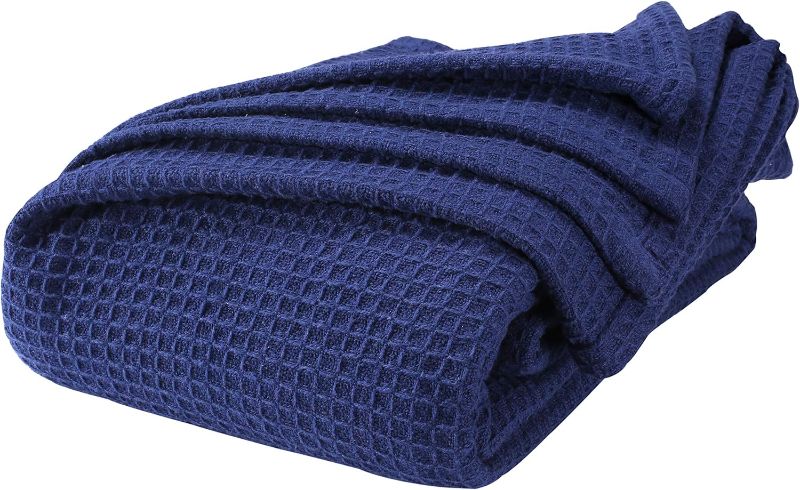 Photo 1 of Goroly Home Farmhouse Cotton Throw Bed Blanket Full Queen - Perfect for Layering Any Bed - Provides Comfort and Warmth for Years - Navy - 90x90 Inch