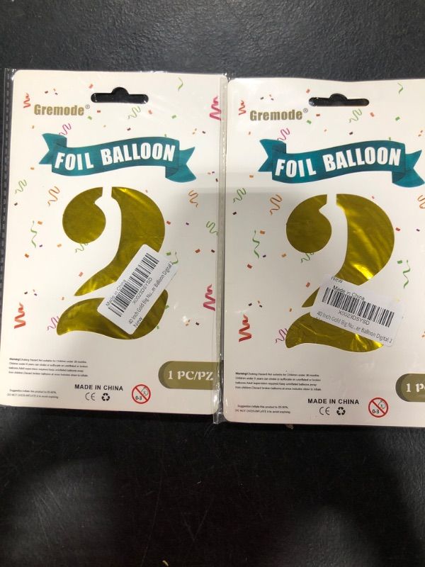 Photo 2 of 2 PACK Gold 2 Balloons,40 Inch Birthday Foil Balloon Party Decorations Supplies Helium Mylar Digital Balloons (Gold Number 2)