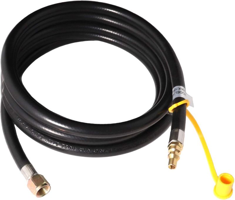 Photo 1 of 10Ft Low Pressure Propane Quick-Connect Hose-3/8 Inch SAE Female Flare Fitting & Male Full Flow Plug for RVs
