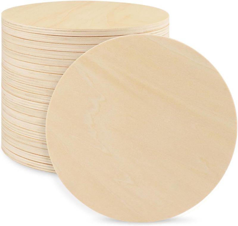 Photo 1 of 20 PCS 8 IN Unfinished Wood Circles, Thickness 6 mm, Wooden Rounds for Crafts, Wood Discs for DIY Painting Decorations, Weddings and Parties
